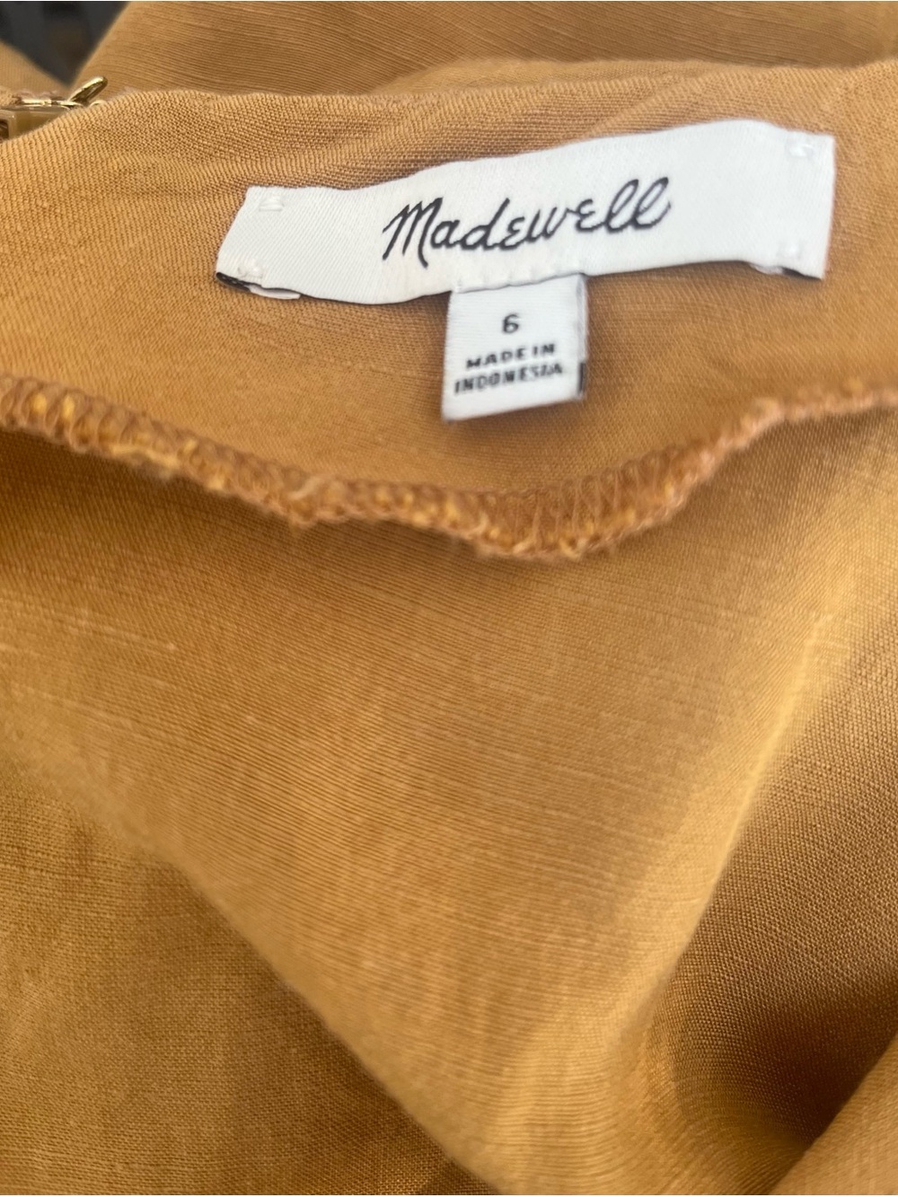 Madewell Size Small Linen Blend Rust Belted Maxi Dress with Front Pockets